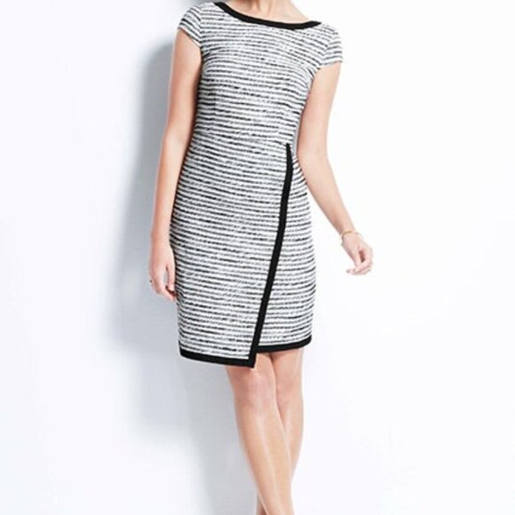 Ann Taylor Black White Tweed Sheath Dress Size 8 - Picture 3 of 16